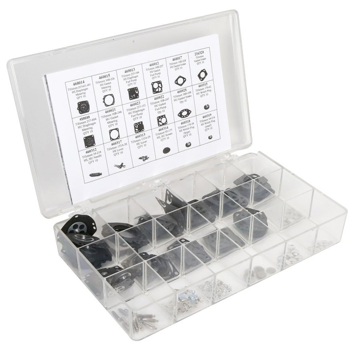 Coffret assortiment membranes remplace Tillotson 180 pièces.