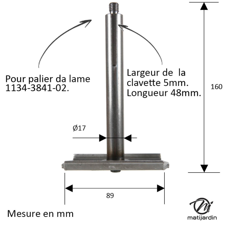 Arbre de palier N° 1134-3767-01 pour Stiga
