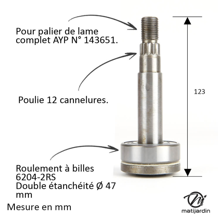 Palier de lame N° 143651 pour AYP
