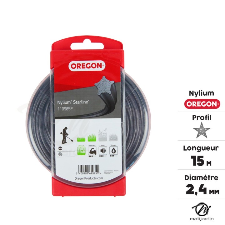 Fil nylon Oregon Nylium 2,4 mm x 15 m Etoilé, blister