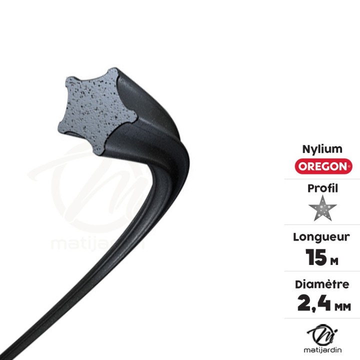 Fil nylon Oregon Nylium 2,4 mm x 15 m Etoilé, blister