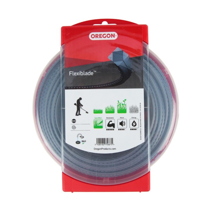 Fil Oregon FlexiBlade 2,65 mm x 47 m. Carré. Cranté. Blister. Fil débroussailleuse