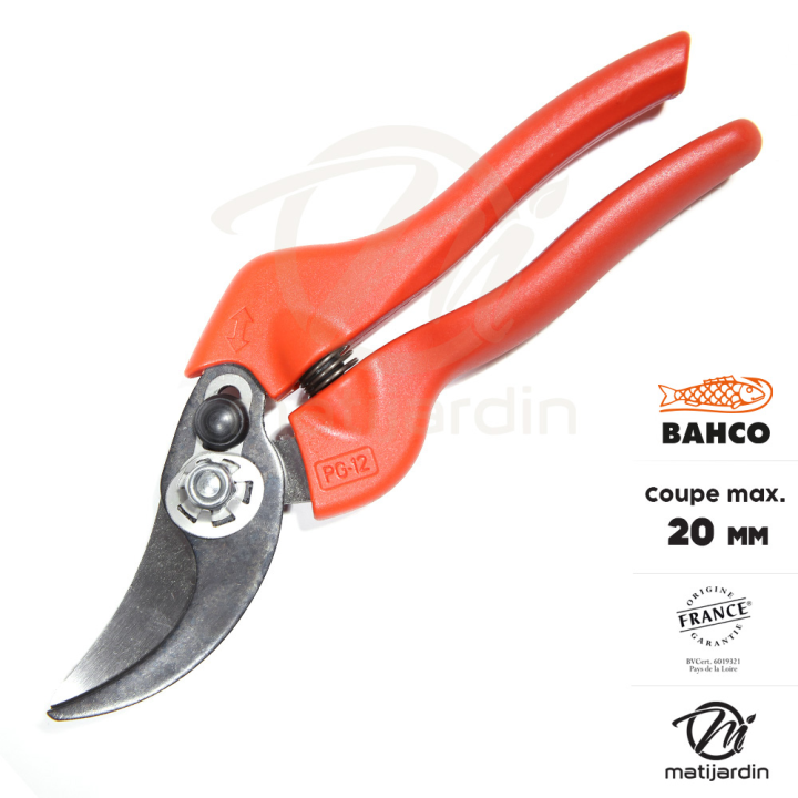 Sécateur Bahco Pradines PG-12-F à lames acier trempé . 20 mm. Made in France