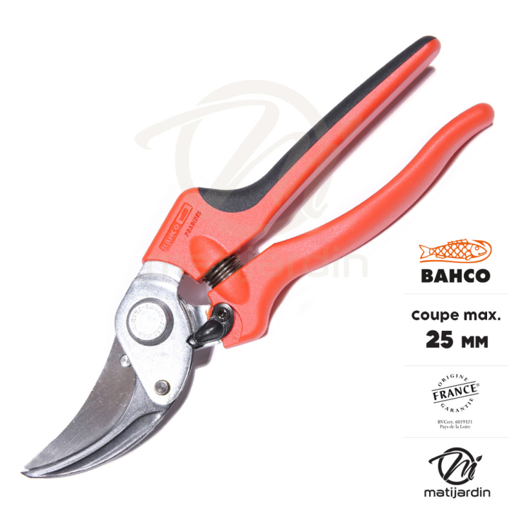 Sécateur Bahco Pradines P108-23-F à lames acier trempé. 25 mm. Bi-matière. Professionnel. Made in France