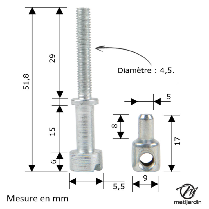 Vis de tension de chaîne pour tronçonneuse Stihl 028, 038