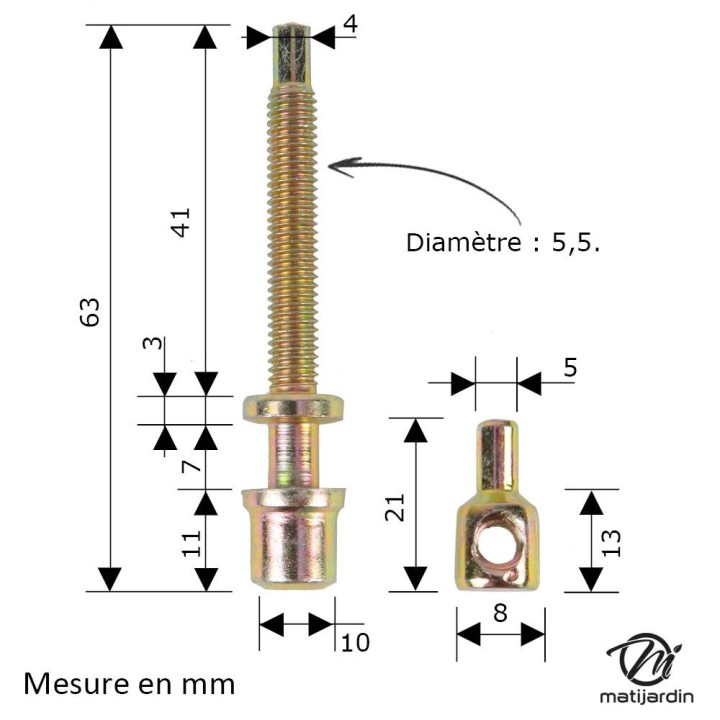 Vis tension de chaîne pour tronçonneuse Stihl 050 051