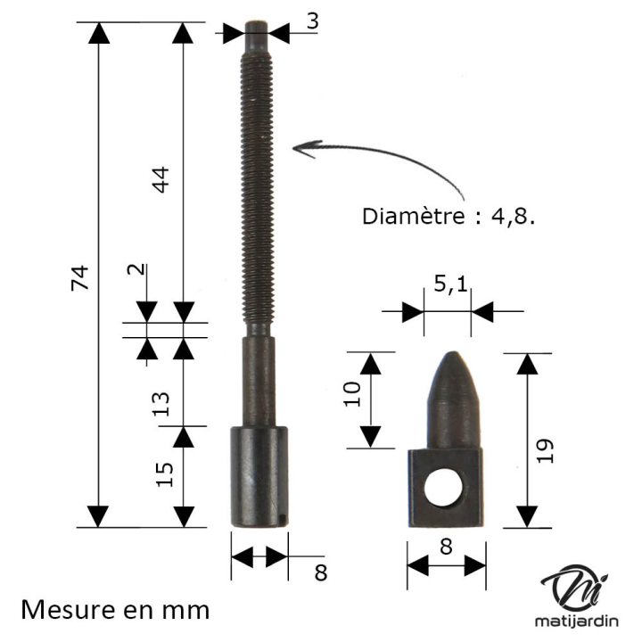 Vis de tension de chaîne tronçonneuse Husqvarna 394 et 395