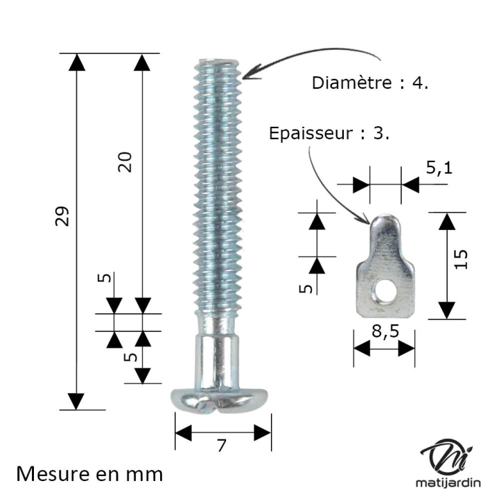 Vis de tension de chaîne tronçonneuse McCulloch Mini Mac 300