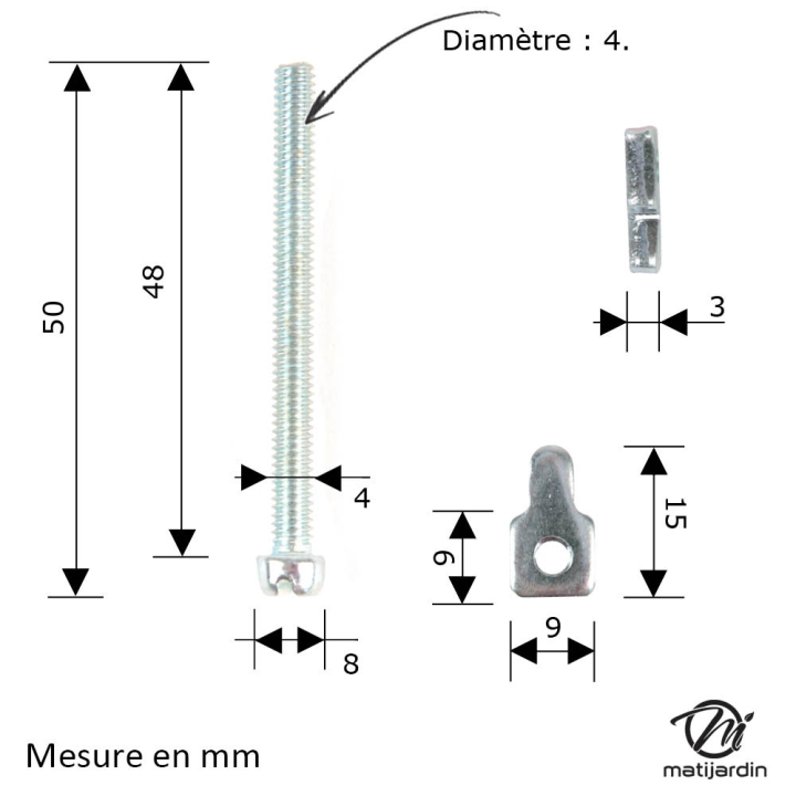 Vis de tension de chaîne tronçonneuse Poulan Micro 25, Micro 25 deluxe, 250
