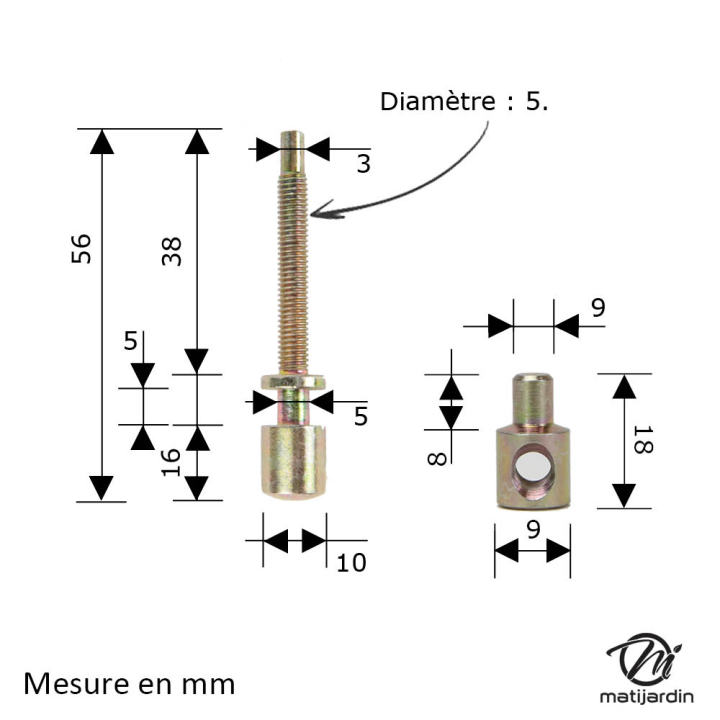 Vis de tension de chaîne pour tronçonneuse Stihl 030, 031, 041, 042, 045, 048, 050, 056