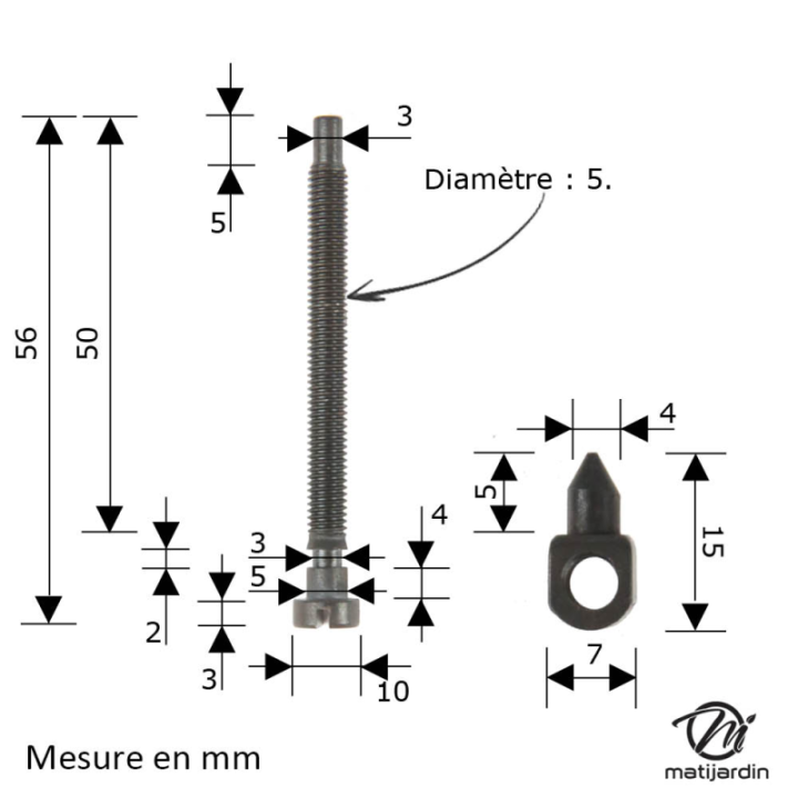 Vis de tension de chaîne tronçonneuse Husqvarna 44, 50, R50, 238, 444, 42