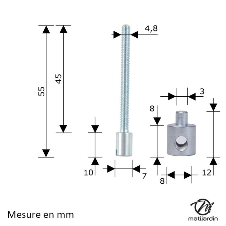 Vis de tension de chaîne tronçonneuse Alpina 330, 380, 432 et 438
