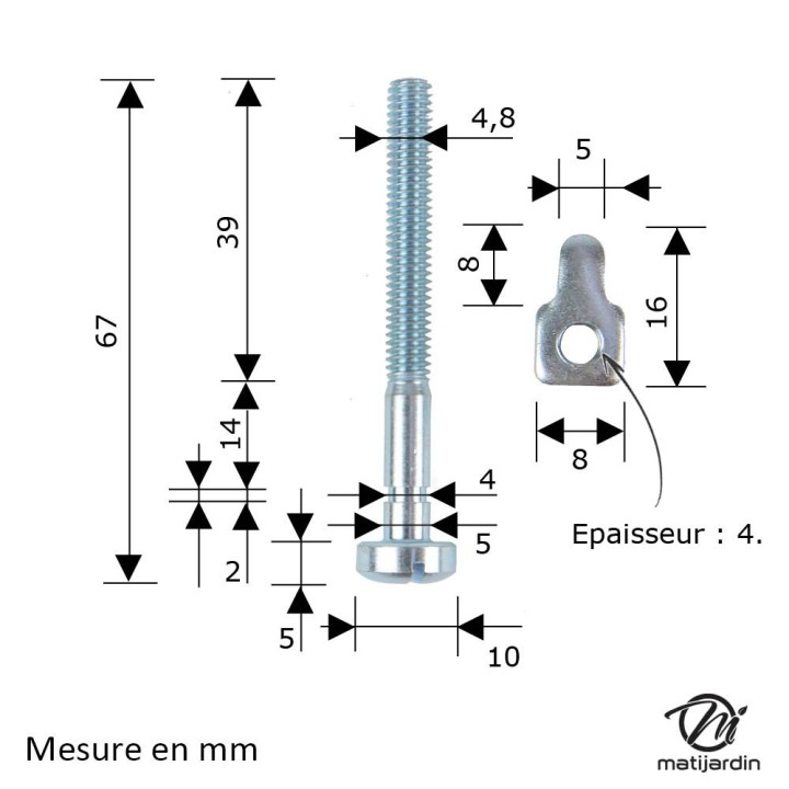 Vis de tension de chaîne tronçonneuse Poulan 3400