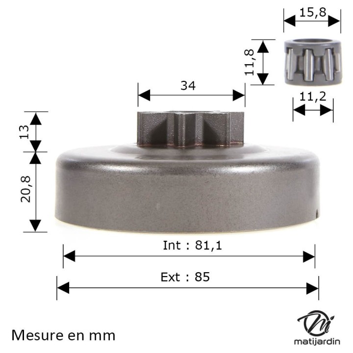 Pignon 3/8" 7 dents pour tronçonneuse Stihl 066 MS660