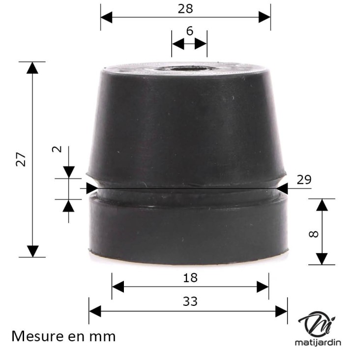Silent bloc arrière pour tronçonneuse Stihl 034 MS340