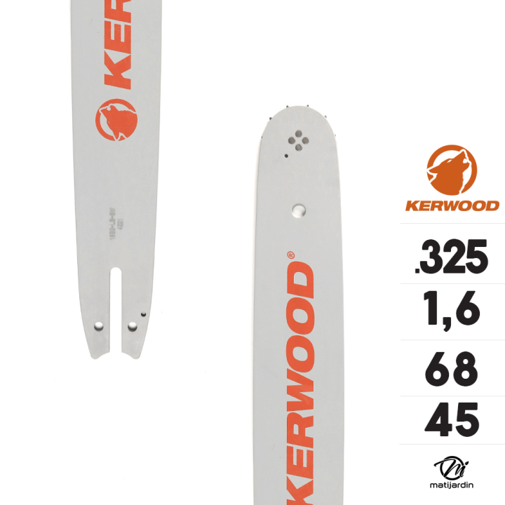 Guide tronçonneuse Kerwood 45 cm .325" 1,6 mm. 68 maillons. 18C4KSWD