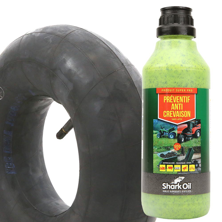 Chambre à air 500 x 12 droite + Anticrevaison SharkOil OKO 500 ml