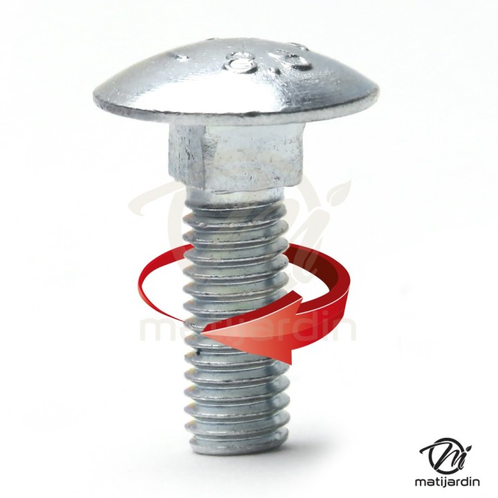 Boulons à tête bombée et collet carré. x8. Pour Etesia 26157