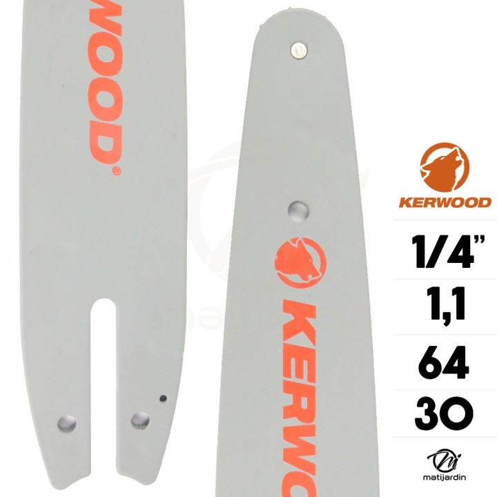 Guide tronçonneuse Kerwood 30cm 1/4" 1,1 mm 64 maillons