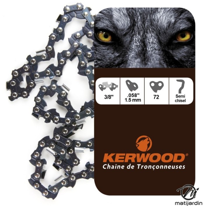 Chaine Kerwood pour PARTNER F65 3/8 1,5 mm 72 maillons