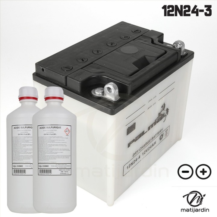 Batterie tondeuse Premium Palma 12N24-3. Vendue avec acide