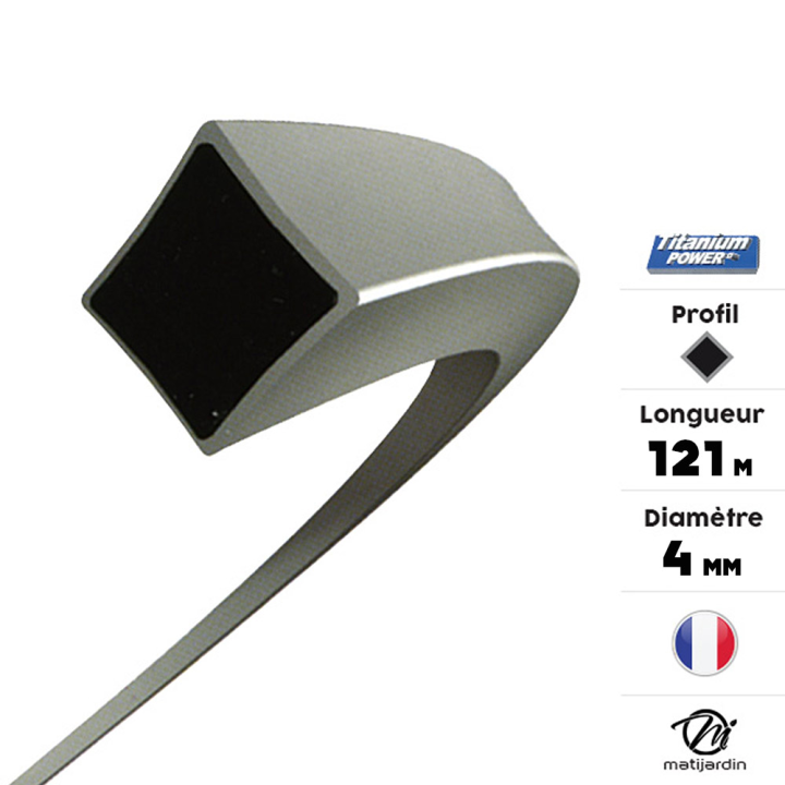 Fil débroussailleuse Titanium 2,5 mm x 191 m. Carré. Bi-matière. Bobine