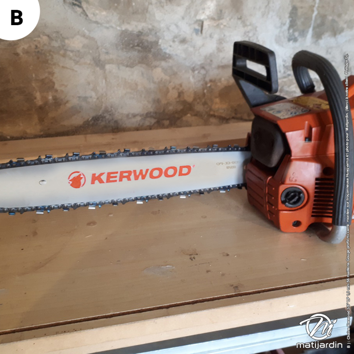 Chaîne Kerwood pour tronçonneuse 3/8" LP 1,3 mm. 56 maillons. Gouge demi carrée