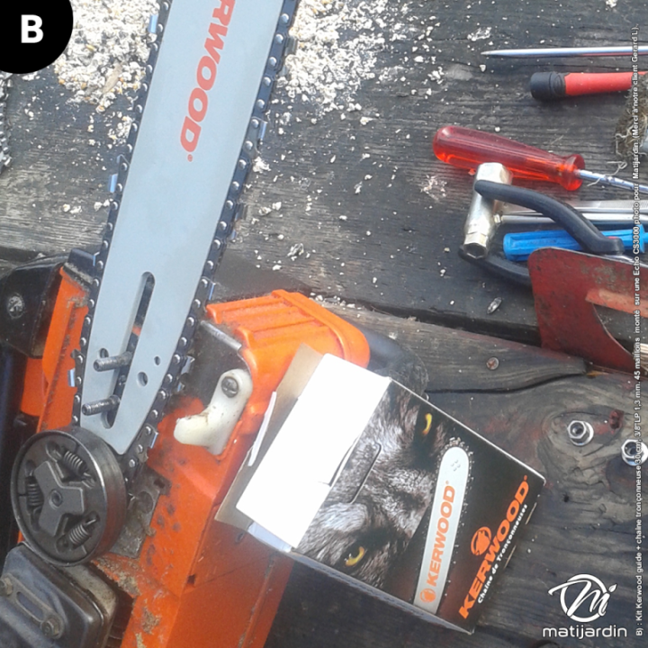 Kit Kerwood guide + chaîne tronçonneuse 30 cm, 3/8"LP 1,3 mm. 45 maillons