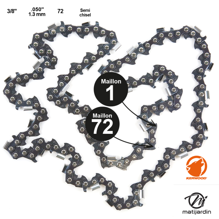 Chaine Kerwood pour HUSQVARNA 372 3/8 1,5 mm 72 maillons