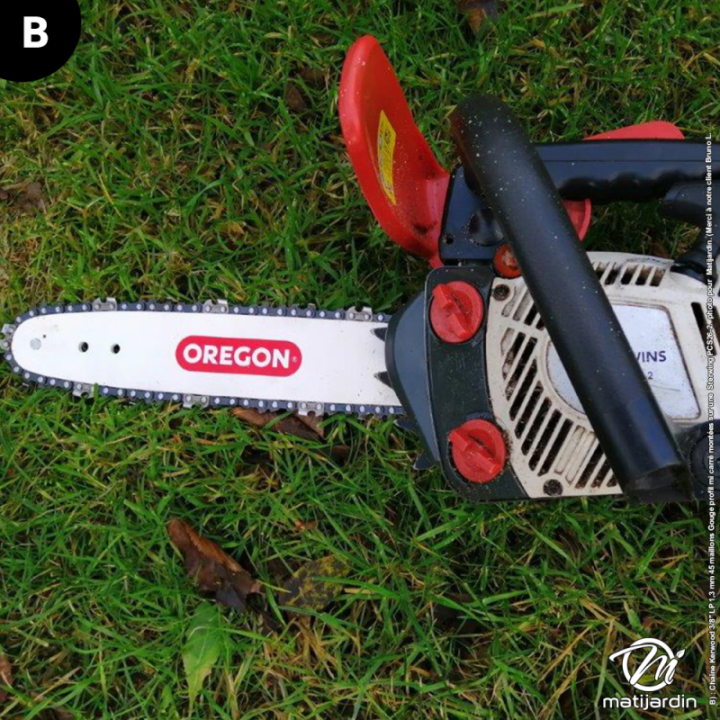 Chaîne Kerwood pour tronçonneuse 3/8" LP 1,3 mm. 45 maillons. Gouge demi carrée