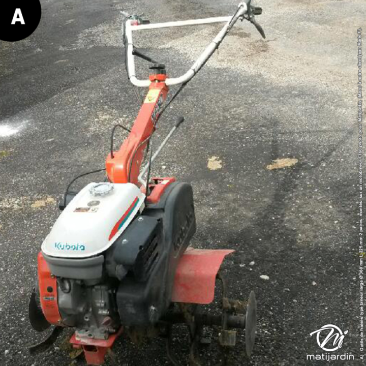 Outils, couteaux de fraises. Type bineur large. Ø de travail : 360 mm. Longueur : 225 mm