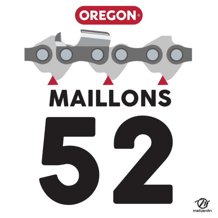 Chaîne Oregon pour tronçonneuse 3/8" 1,5 mm. 52 maillons. Gouge profil carré Super 70