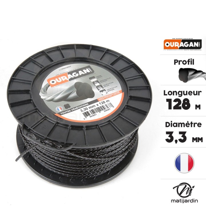 Fil Ouragan 3,3 mm x 128 m Spirale Bobine