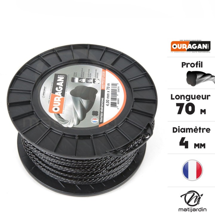 Fil Ouragan 4 mm x 70 m Spirale Bobine