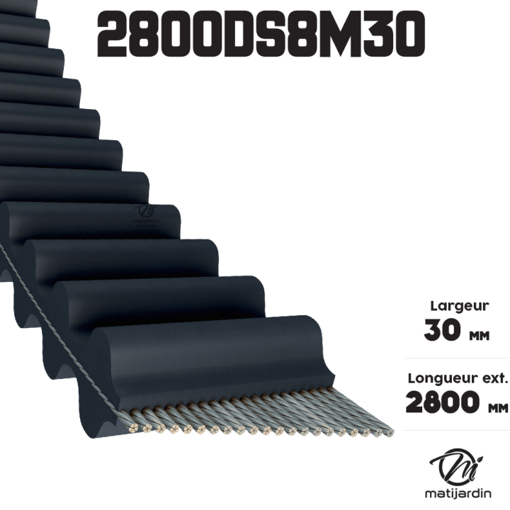 Courroie tondeuse Double denture 2600DS8M20 - 20 mm x 2600 mm