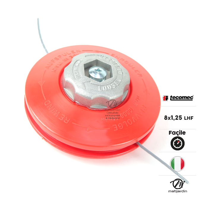 Tête débroussailleuse Tecomec 2 fils Nylon Manuelle F Ø 8x1,25 gauche.