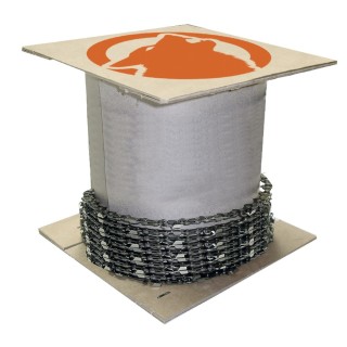 Chaîne Kerwood pour tronçonneuse 3/8" LP 1,3 mm. Rouleau 25 pieds. Gouge profil demi carré