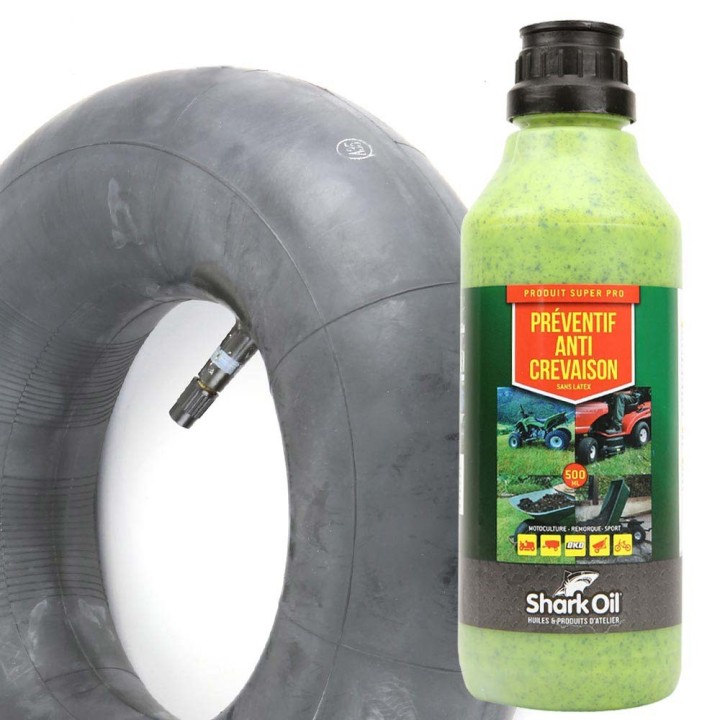 Chambre à air 400 x 6 droite + Anticrevaison SharkOil OKO 500 ml