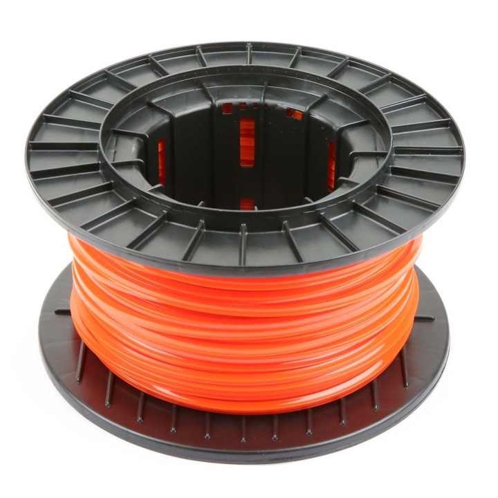 Fil débroussailleuse nylon 3 mm x 88 m. Carré. Rouge/Orange. Bobine.