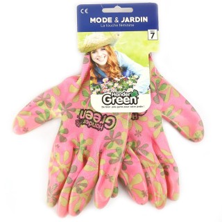 Gants imprimés féminin. Travaux jardin. Taille 7. HanderGreen®