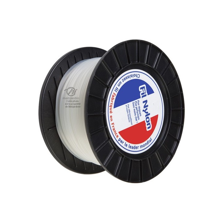 Fil débroussailleuse nylon 2,4 mm x 180 m. Rond. Blanc. Bobine