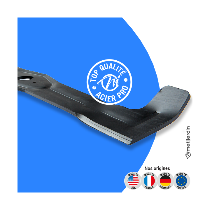 Lame tondeuse pour Etesia Hydro H124P, HVHP. N° MZ124L. Coupe 65 cm