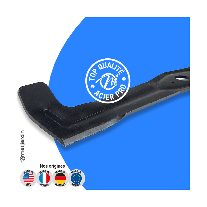 Lame tondeuse pour Etesia Hydro H124P, HVSP. N° MZ124R. Coupe 65 cm