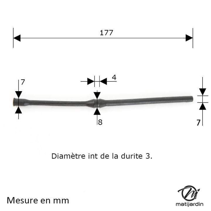 Durite essence adaptable pour tronçonneuses chinoises. Ø ext  5,75 mm
