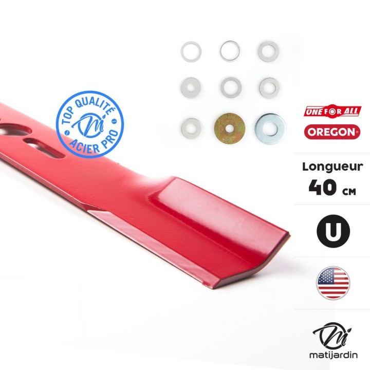 Lame tondeuse universelle Oregon droite. Coupe 40 cm