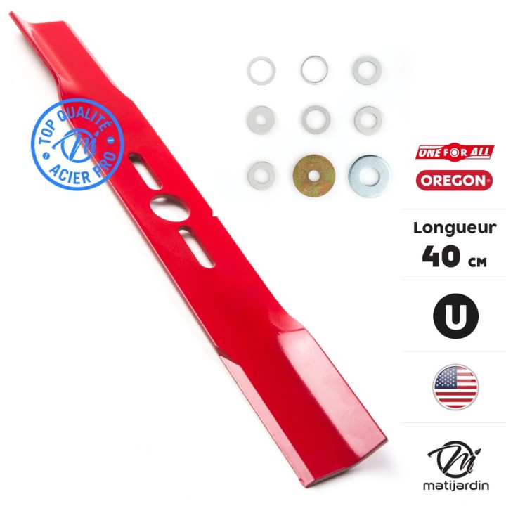Lame tondeuse universelle Oregon droite. Coupe 40 cm