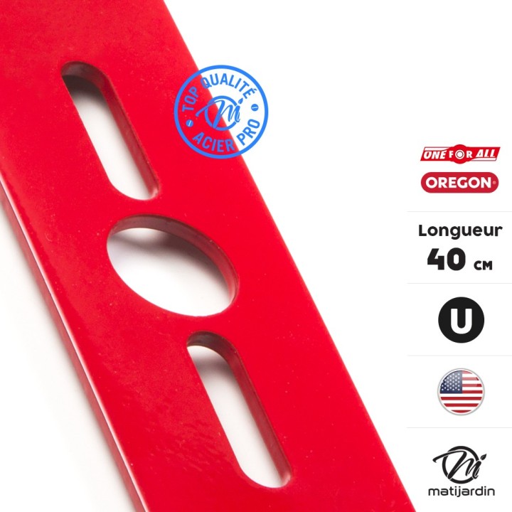 Lame tondeuse universelle Oregon droite. Coupe 40 cm