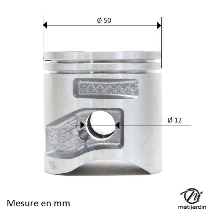 Cylindre piston adaptable pour tronçonneuse Husqvarna HS372XT. Diamètre 50 mm