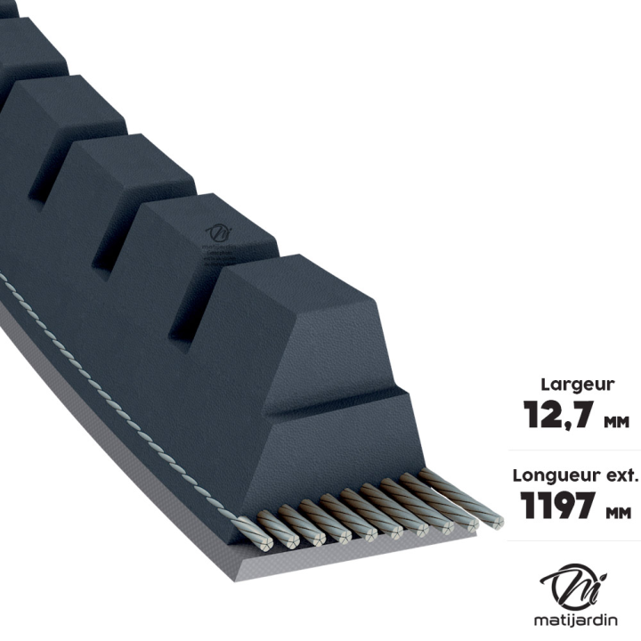 Courroie tondeuse Trapézoïdale crantée XPA1180 - 12,7 mm x 1180 mm