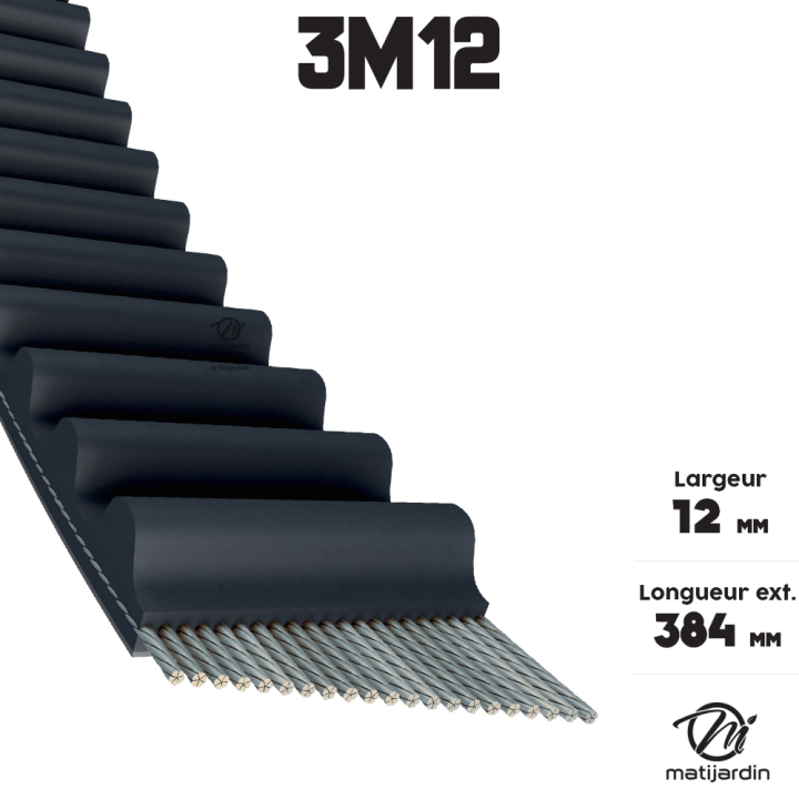 Courroie dentée pour trottinette électrique HTD 384 3M-12